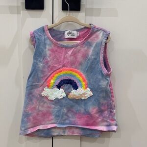 Lola + The Boys Pink & Blue Tie-Dye Sequin Rainbow Tank